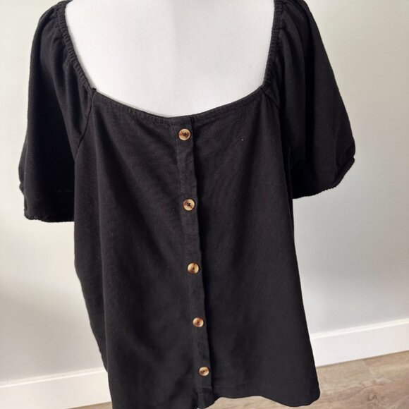 Lane Bryant Square-Neck Button-Front Puff Sleeve Top - Picture 8 of 10
